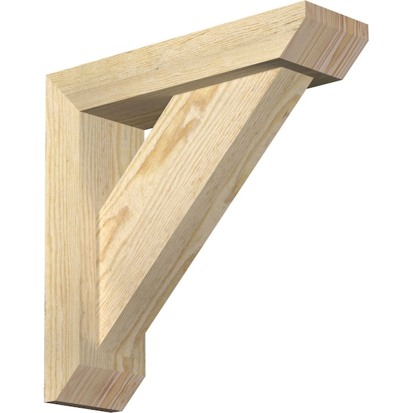 Ekena Millwork Traditional Slat Rough Sawn Bracket w/ Offset Brace, Douglas Fir, 4"W x 14"D x 14"H BKT0402X14X14TRA06RDF - main